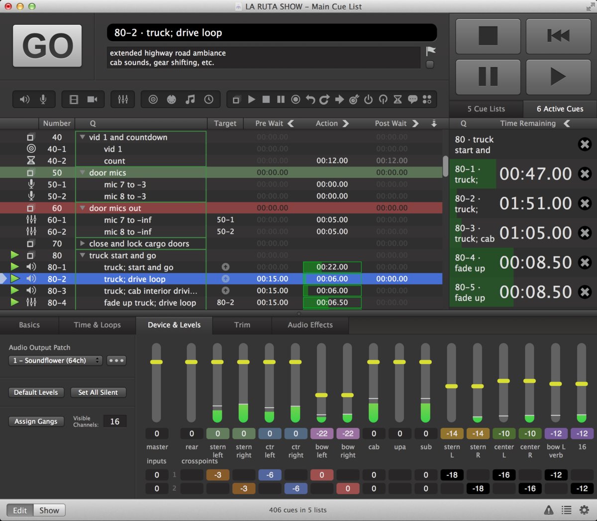 Backing Tracks in Qlab Software